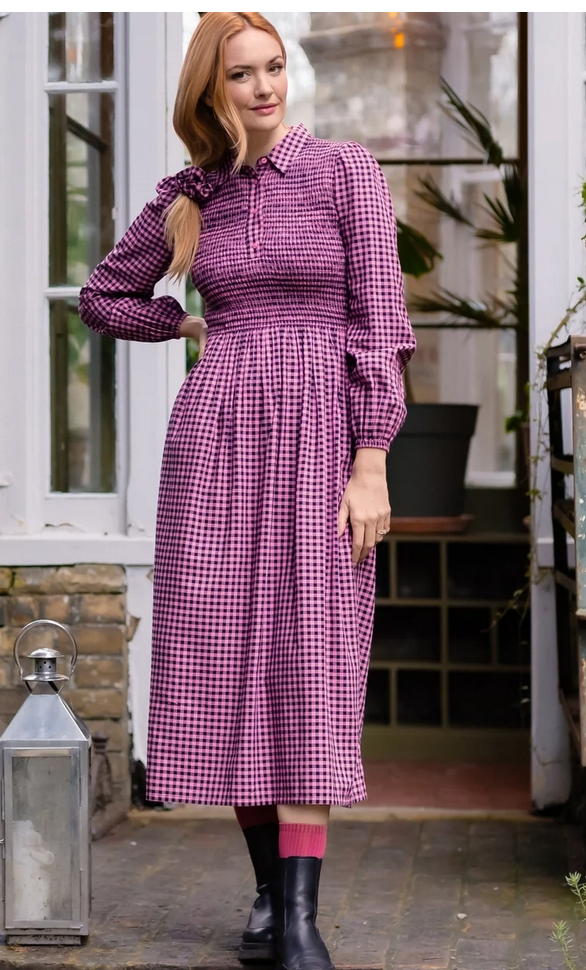 Screenshot 2026-09-28 at 10-37-47 Rose Gingham Shirred Midi Dress - Diana – Sugarhill Brighton
