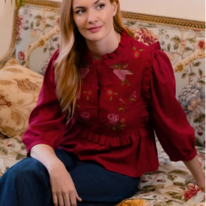 Screenshot 2026-09-29 at 09-47-41 Scarlet Red Frill Blouse with Hummingbird and Rose - Wilhelmina – Sugarhill Brighton